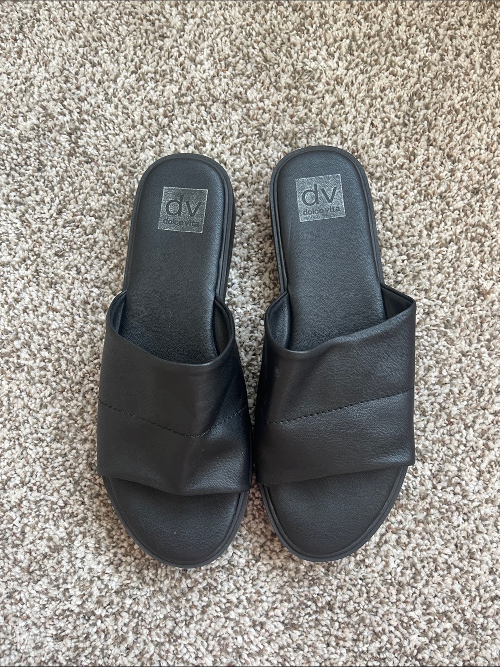 Dolce Vita Black Wide Crossover Slide Sandals